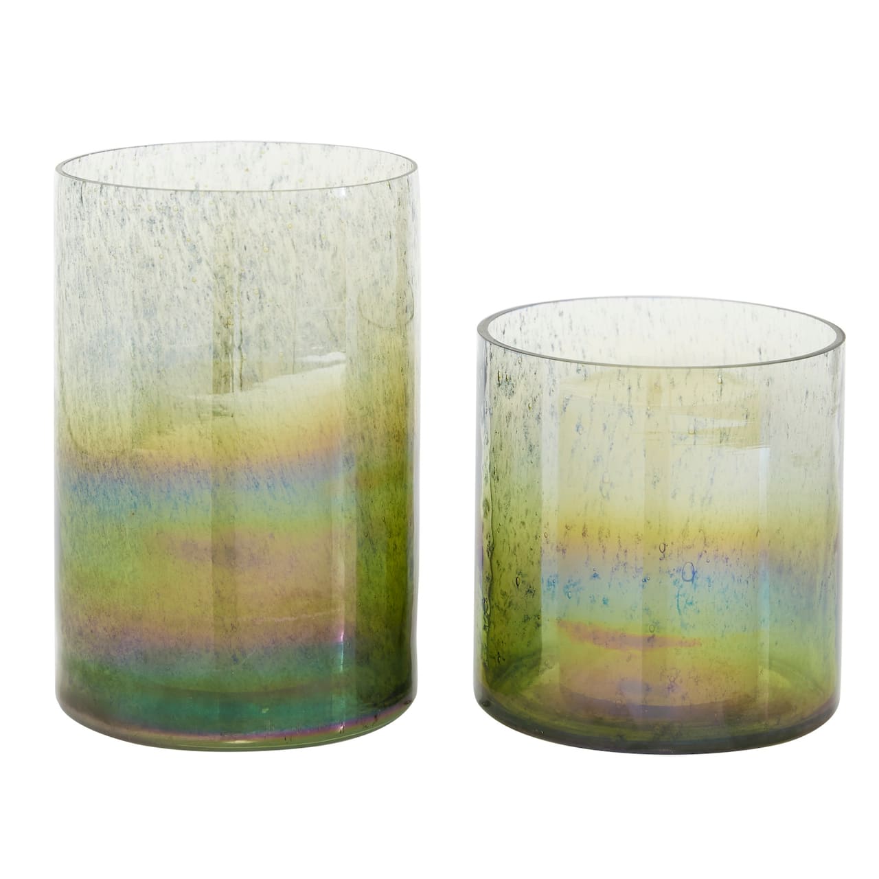 The Novogratz Green Glass Contemporary Candle Holder Set